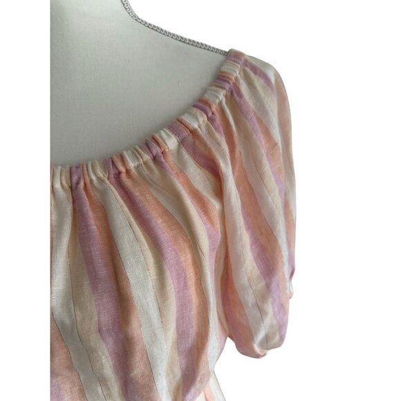 POOKIE & SEBASTIAN Striped Linen Blend Dress Size L - Picture 4 of 12